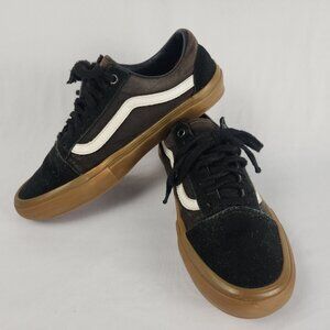 VANS Pop Cush Shoes Men's 7.5 Skateboarding Old Skool‎ Sk8 Low Black Gum Suede